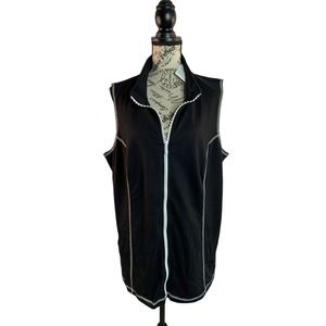 Quaker Factory Sleeveless Black Vest Full Zippered Jeweled Women's 1X NEW W/TAGS